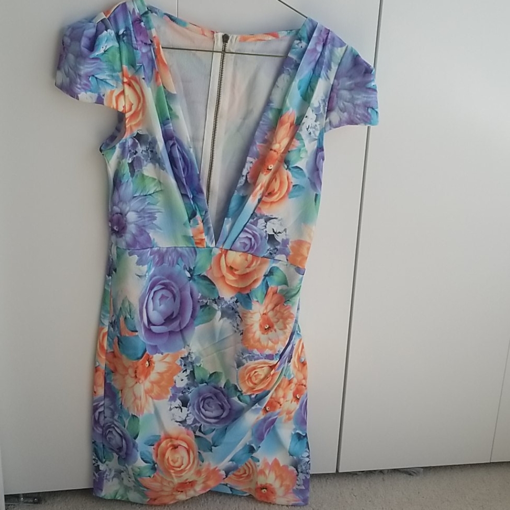 Floral Low Cut Dress